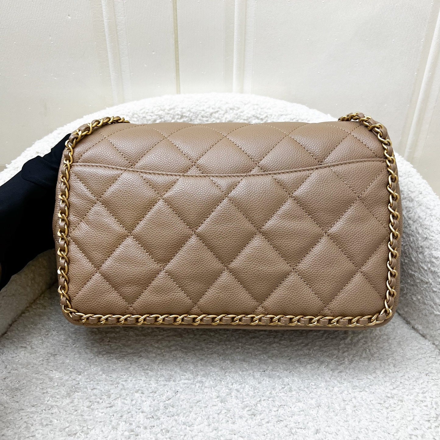 Chanel Never Ending Chain Flap in Milk Tea Beige Caviar and AGHW (Model: ) Accessory