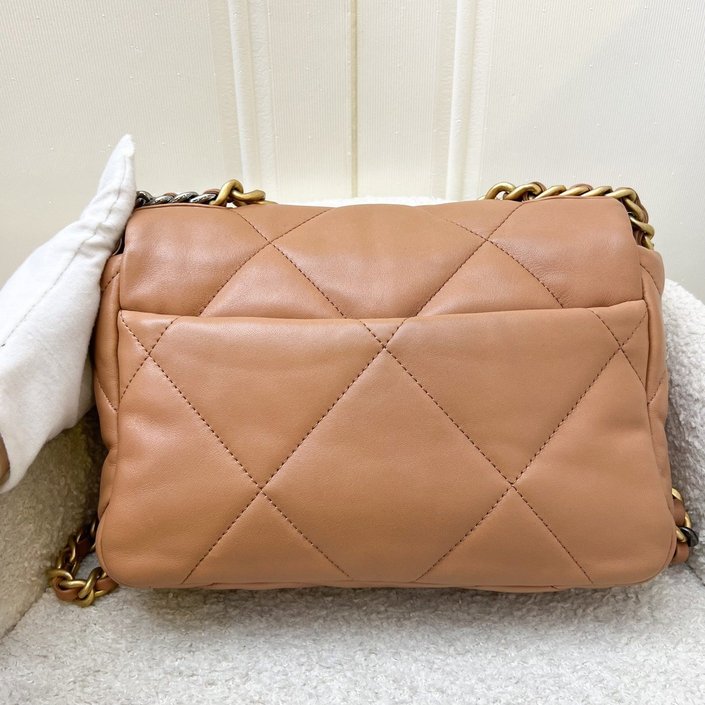 Chanel 19 Small Flap in Caramel Lambskin and 3-tone HW (Model: ) Accessory