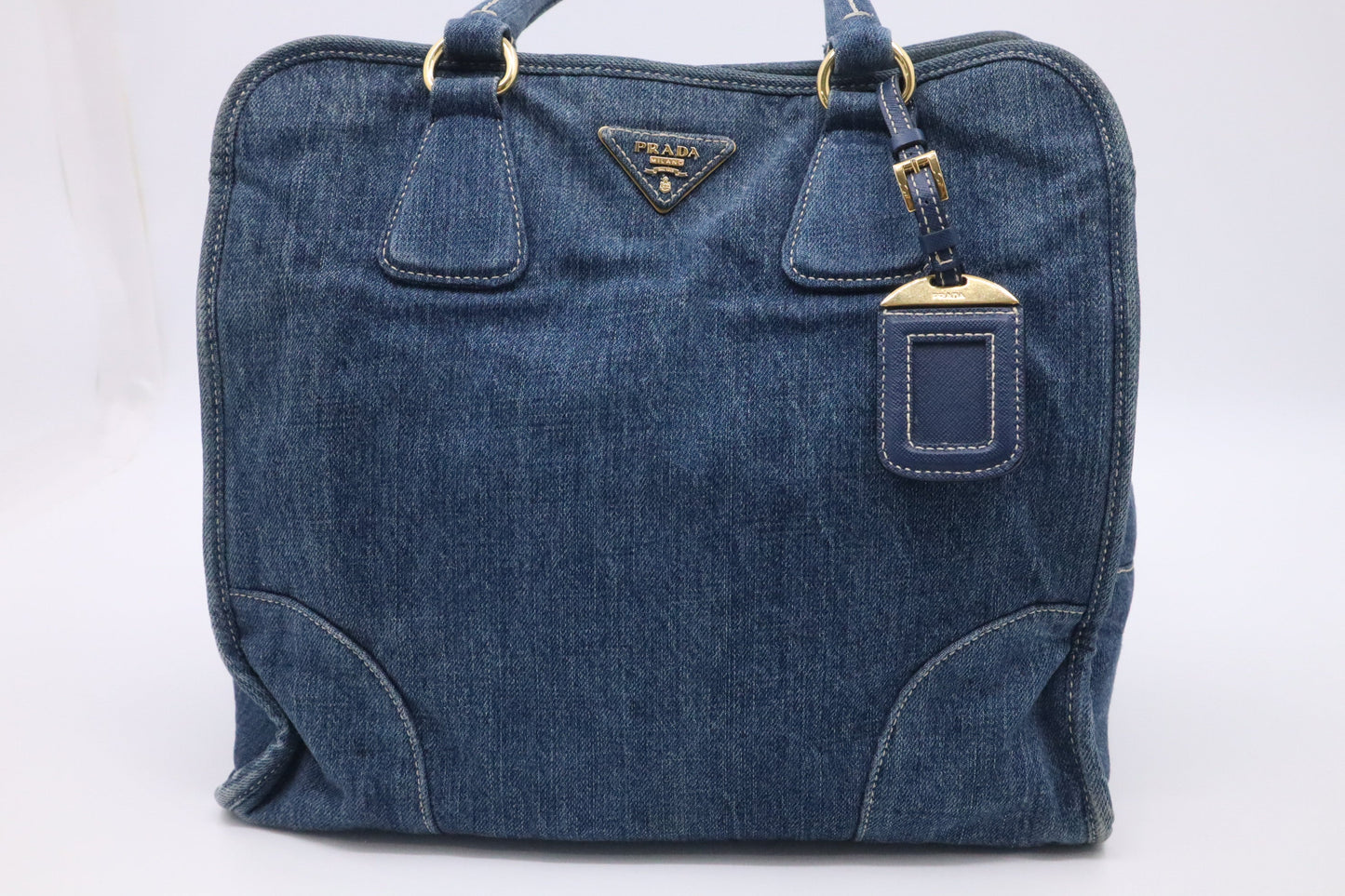 Prada Way Bag In Canvas Denim Travel Bag