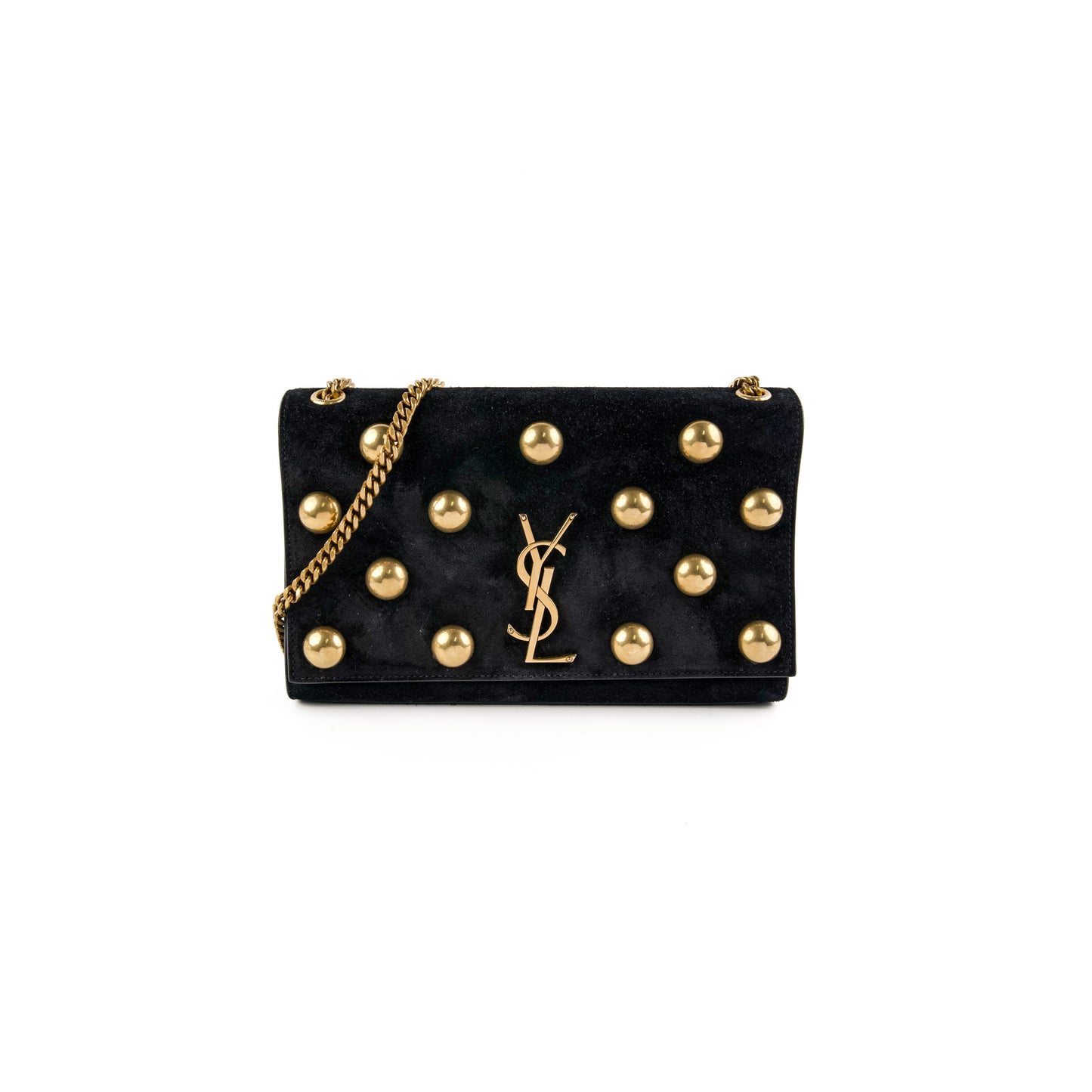 YSL Saint Laurent Kate Stud Crossbody Bag Suede Black