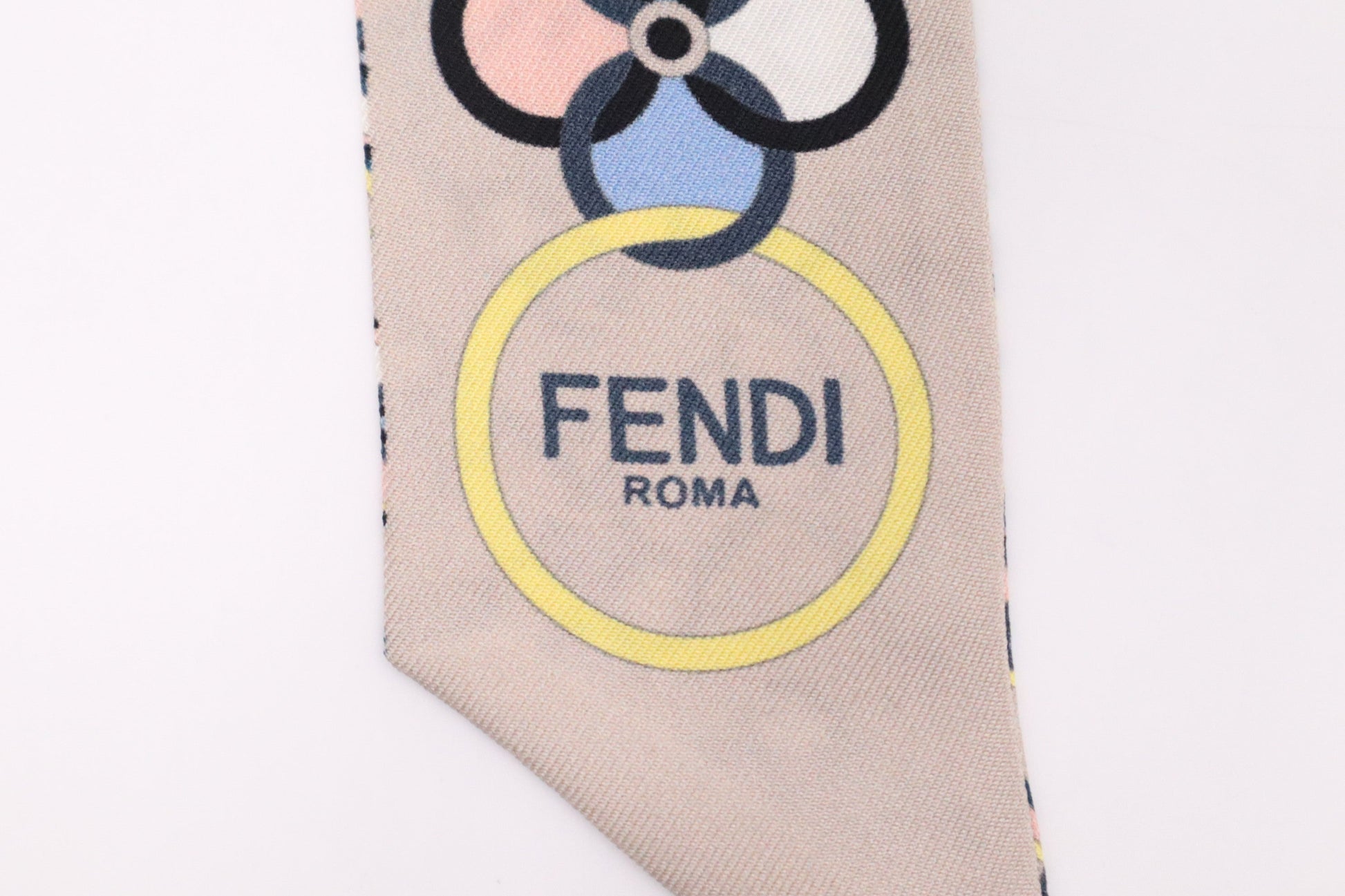 Fendi Twilly In Silk Handbag Beige Multicolor Scarf