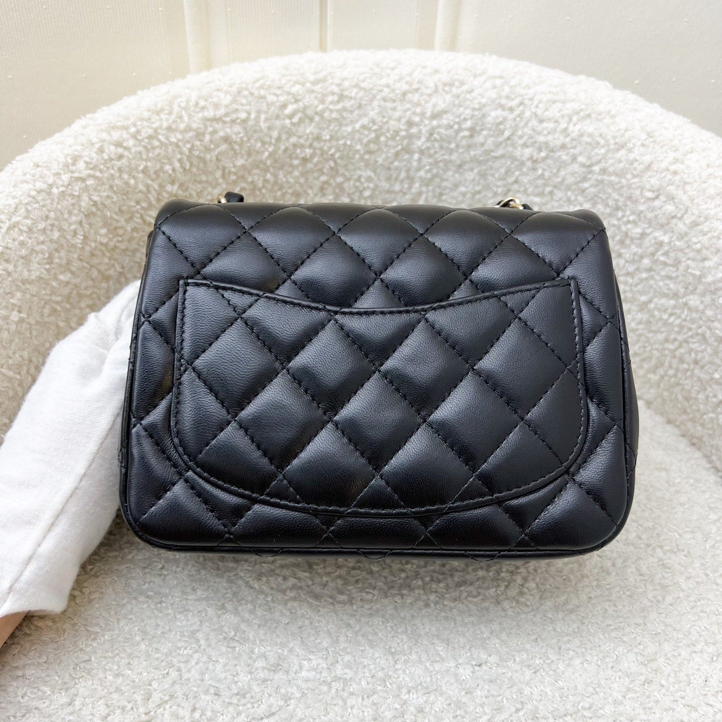 Classic Square Mini Flap in Black Lambskin and LGHW (Model: ) Accessory Polished