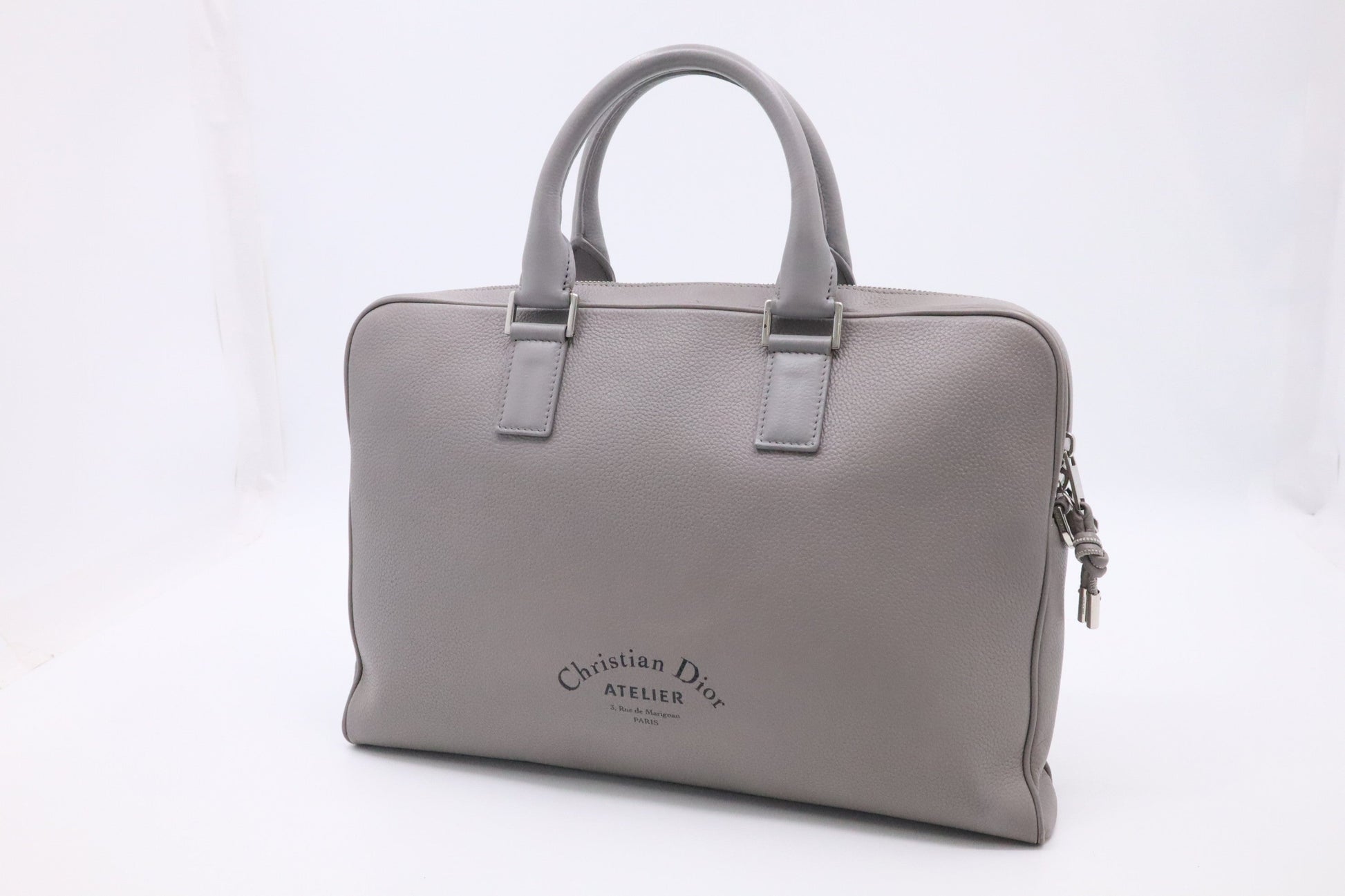 Dior Atelier Business Bag In Grey Leather Travel Bag