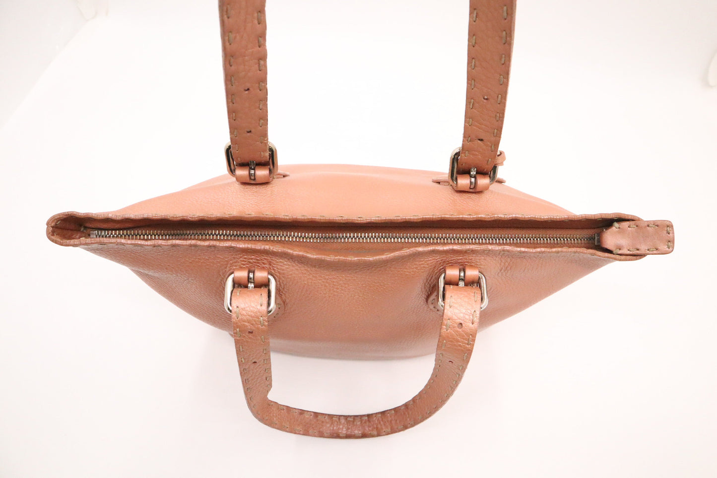 Fendi Tote In Metallic Leather Pink Tote Bag