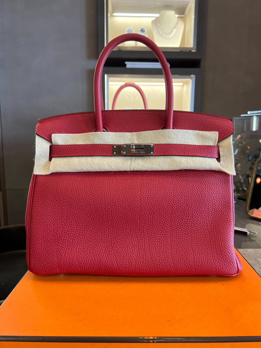 Gucci Hermes Birkin Rouge Vif Togo Palladium Hardware Travel Bag