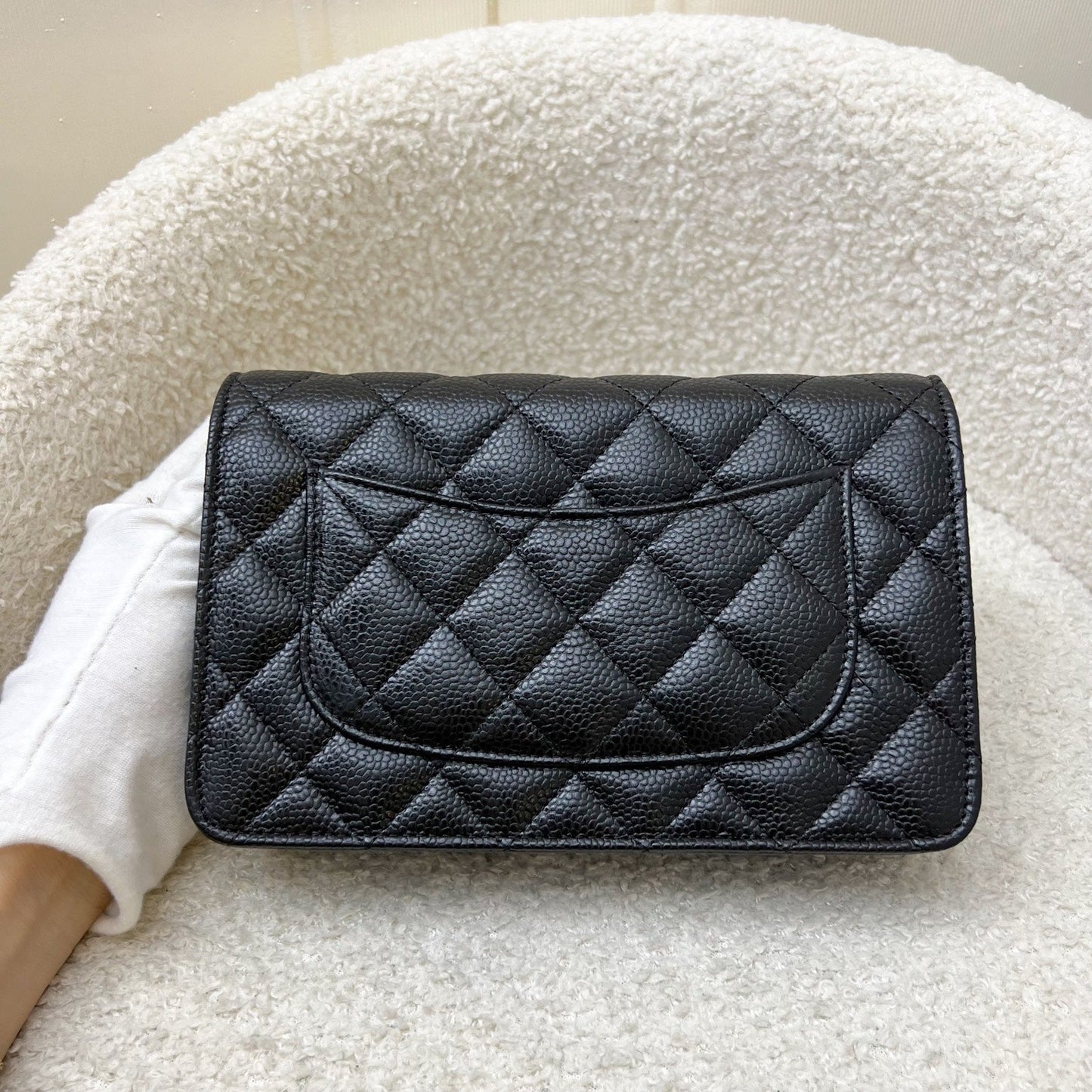 Classic Wallet on Chain WOC in Black Caviar and GHW Bag Polished