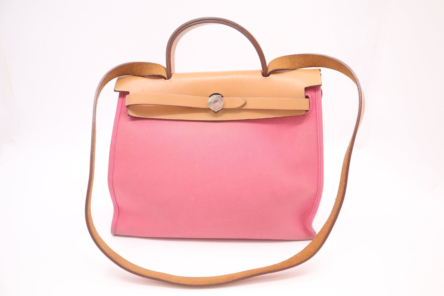 Hermes Herbag Zip In Canvas Pink Travel Bag