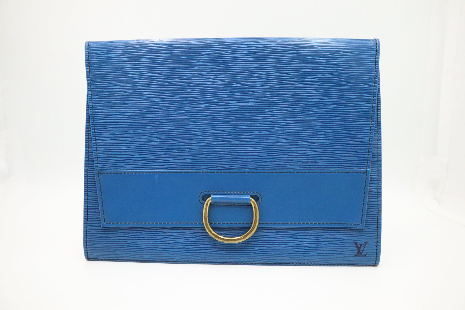 Louis Vuitton Iena Epi Leather Blue Clutch Bag