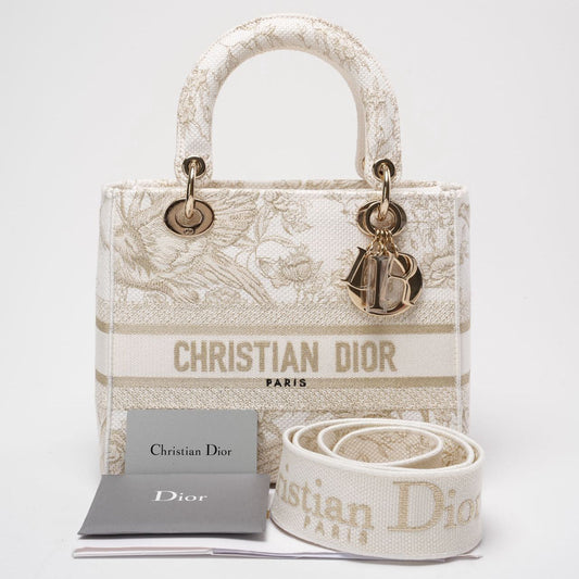 Dior Handbag Christian Reverse Toile De Joy Lady D Canvas White Gold