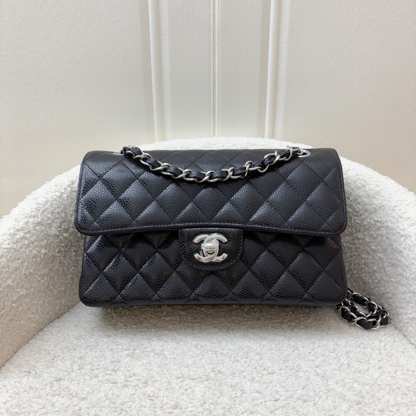 Chanel Small Classic Flap CF in Black Caviar and SHW (Model: ) Accessory