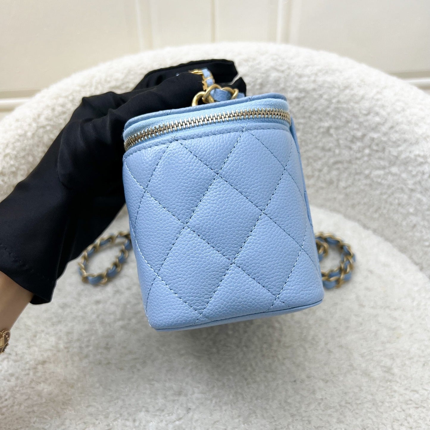 Chanel "Pick Me Up" Vanity with Top Handle in Baby Blue Caviar and AGHW (Model: )