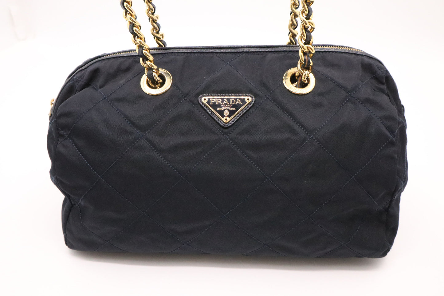 Prada Handbag In Navy Nylon Blue Travel Bag