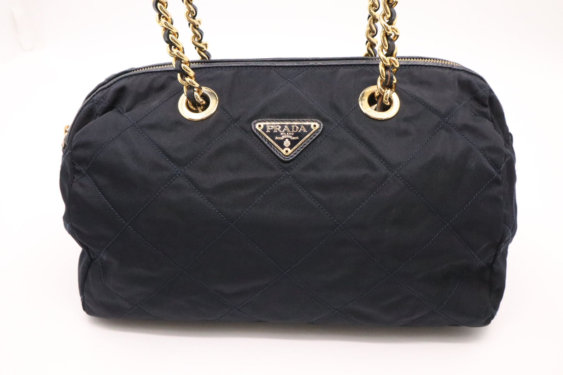 Prada Handbag In Navy Nylon Blue Travel Bag