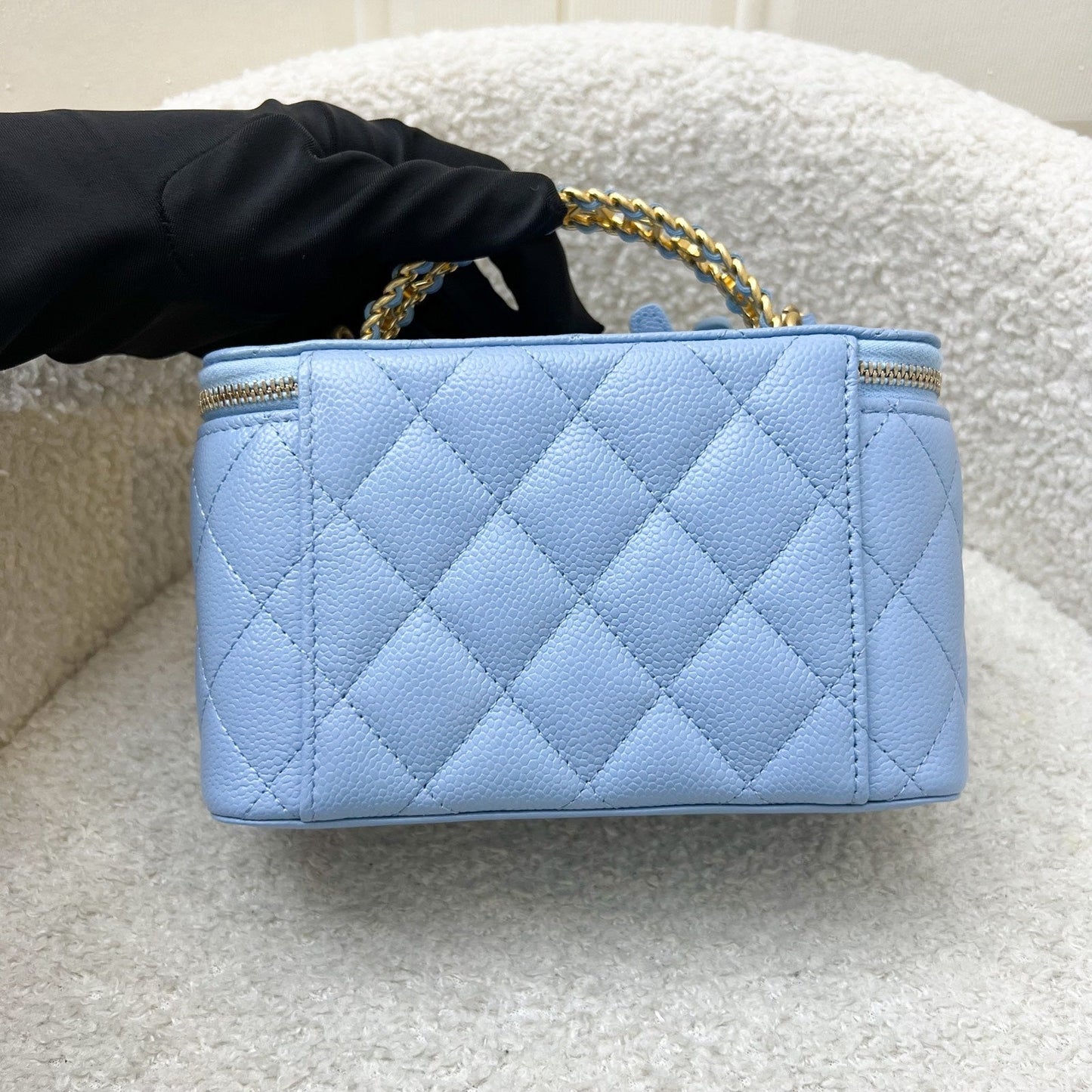 Chanel "Pick Me Up" Vanity with Top Handle in Baby Blue Caviar and AGHW (Model: )