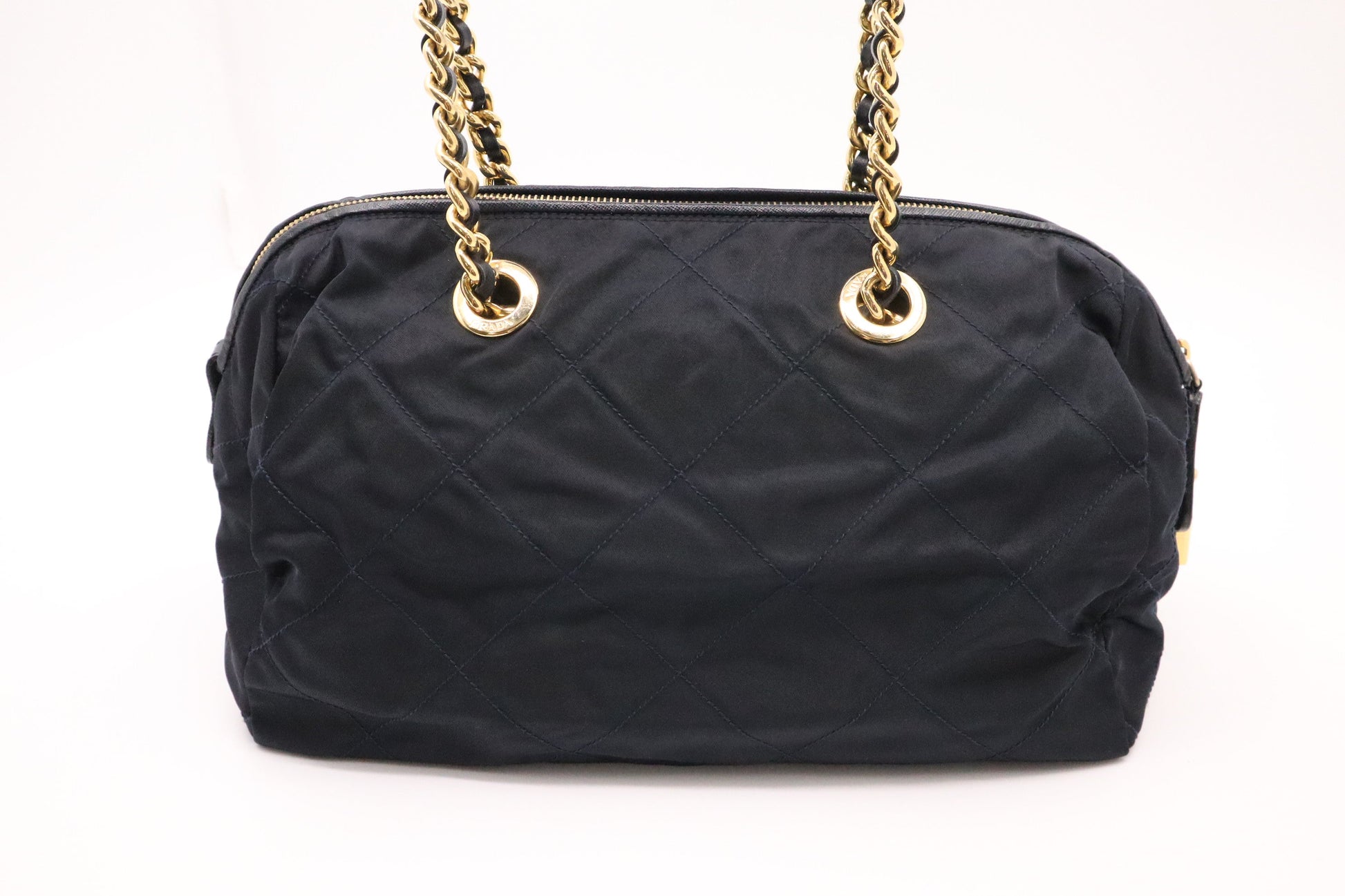 Prada Handbag In Navy Nylon Blue Travel Bag