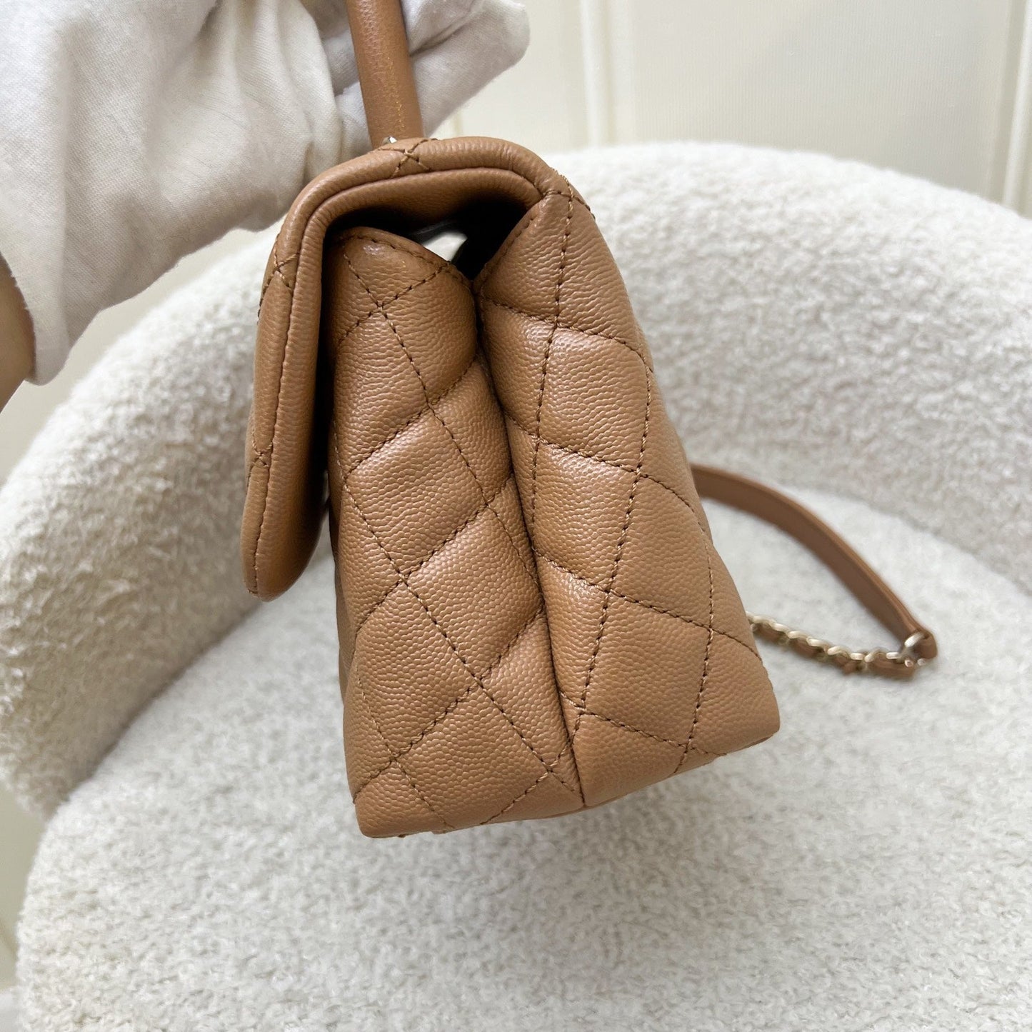 Chanel Small Coco Handle Flap in Caramel Caviar and LGHW (Model: ) Accessory