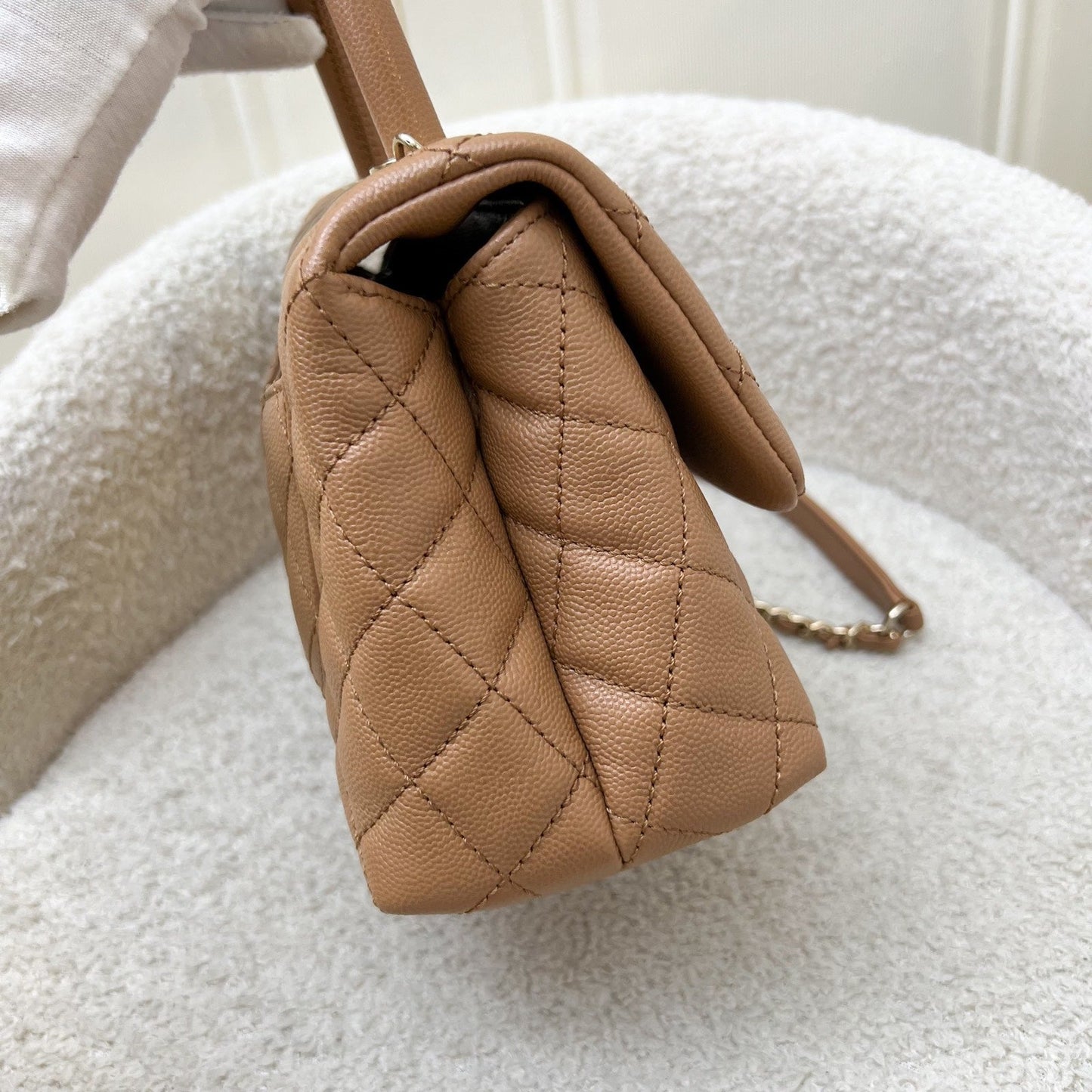 Chanel Small Coco Handle Flap in Caramel Caviar and LGHW (Model: ) Accessory