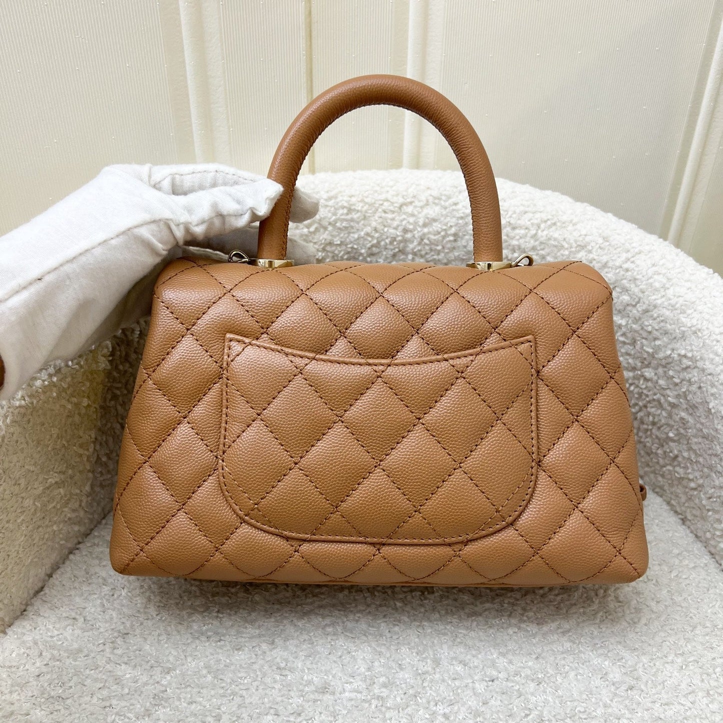 Chanel Small Coco Handle Flap in Caramel Caviar and LGHW (Model: ) Accessory
