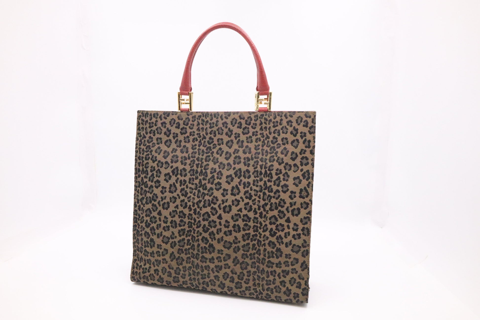Fendi Tote In Leopard Print Canvas Tote Bag