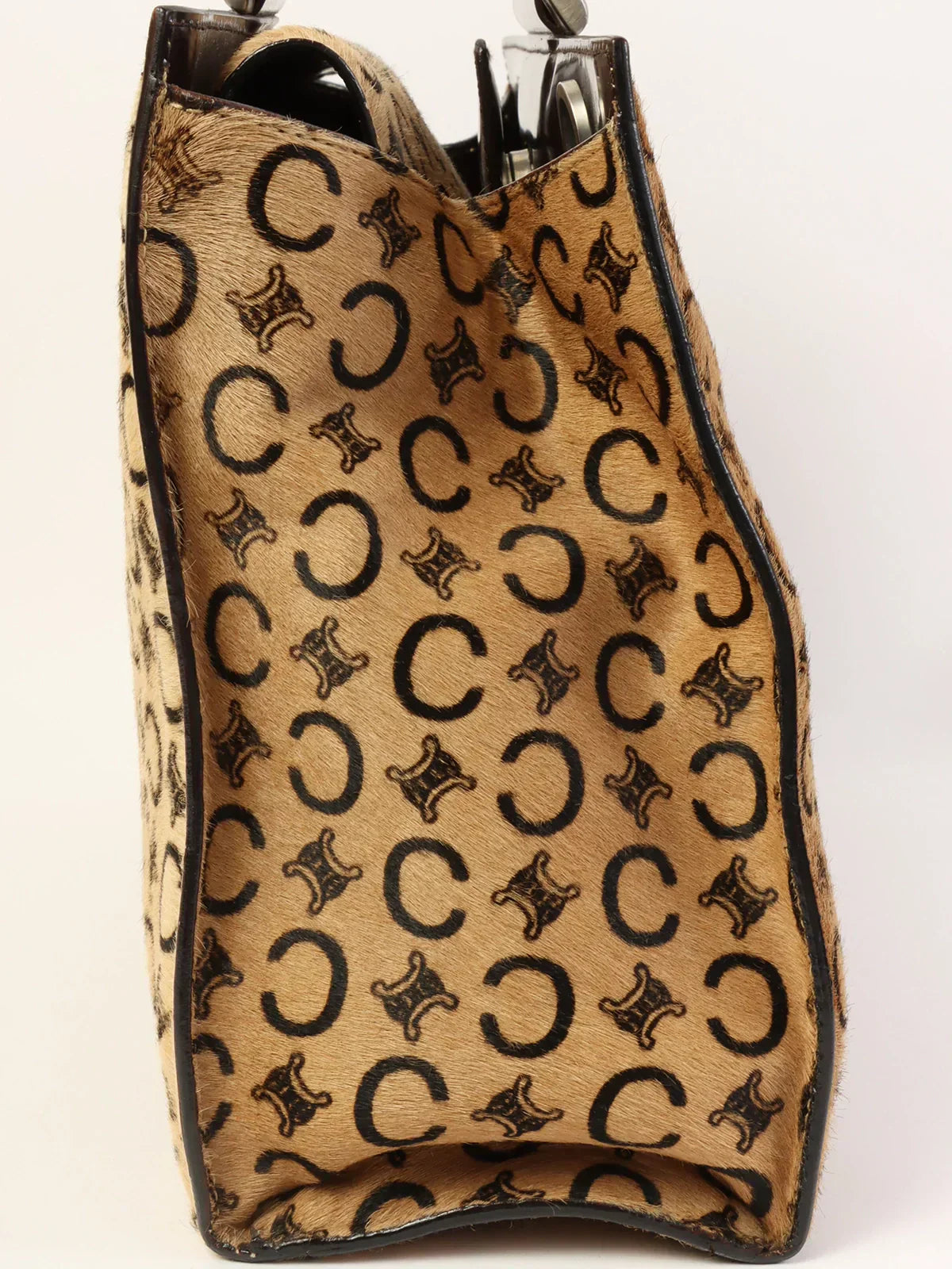 Luxury Unborn Calf C Macadam Pattern Top Brown Beige Travel Bag