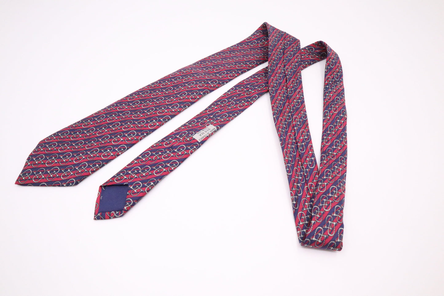 Hermes Tie In And Silk Handbag Blue Red Travel Bag