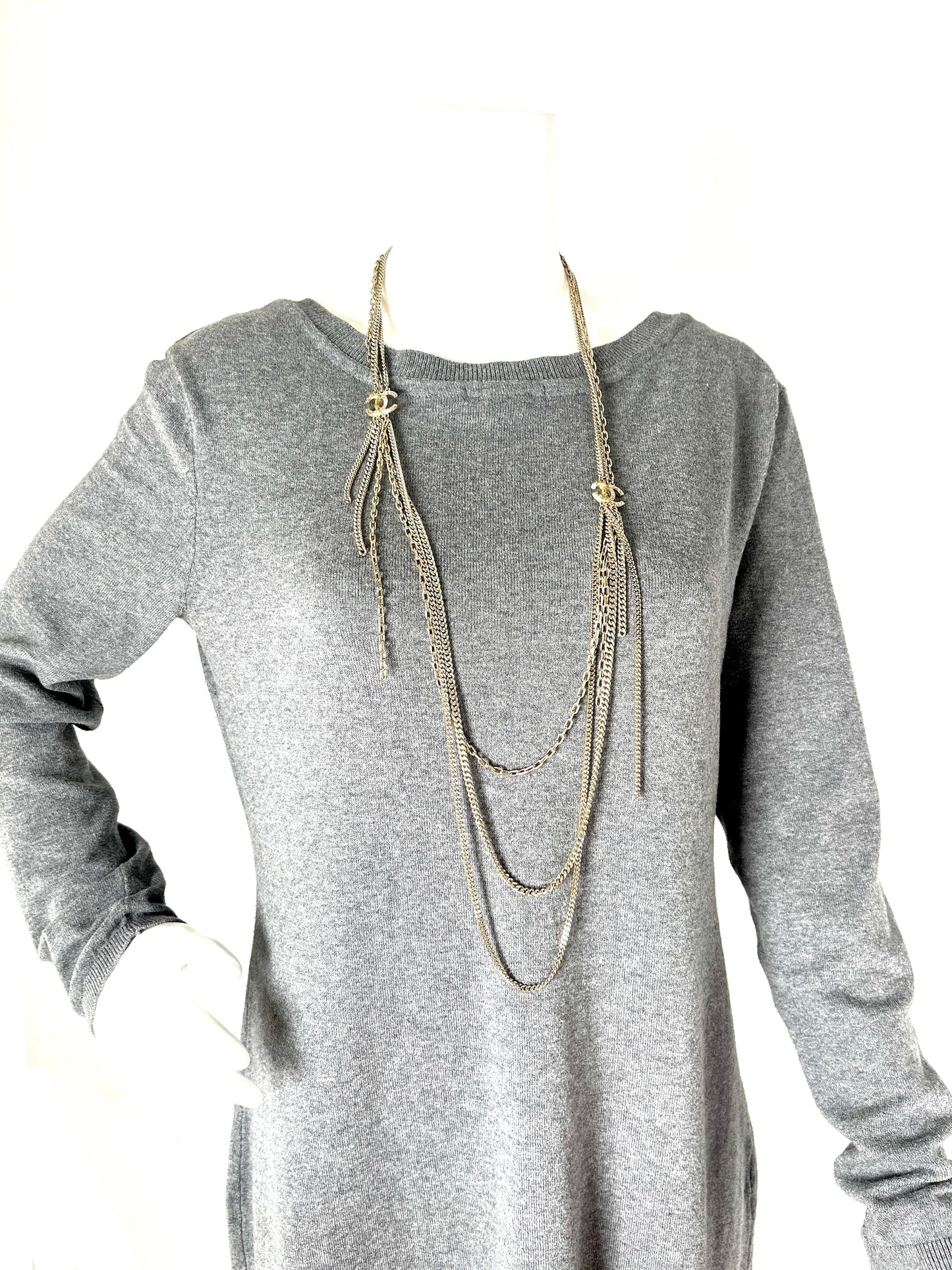 Chanel Gold Triple Strand Strass 2016 Long Necklace