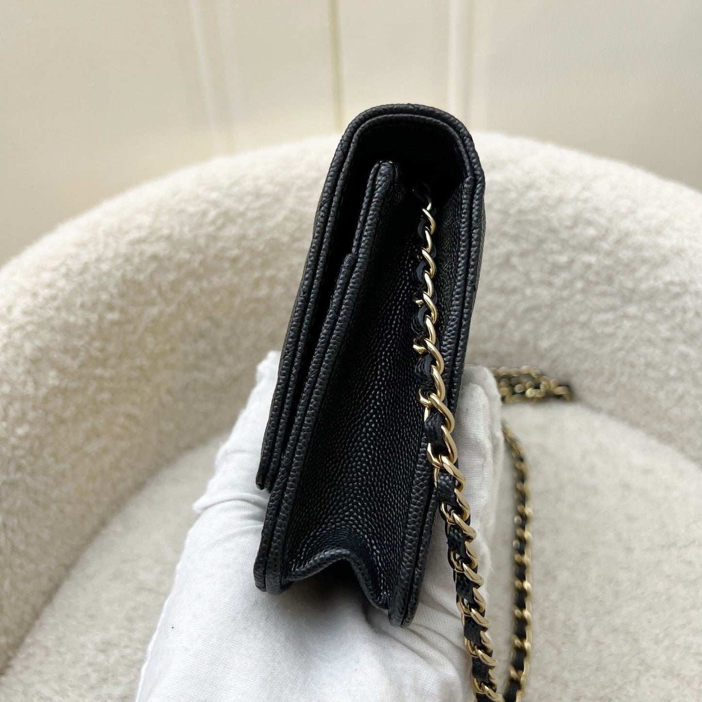 Chanel Wallet on Chain WOC in Black Caviar, Diamantes Studded Logo and SHW (Model: ) Bag