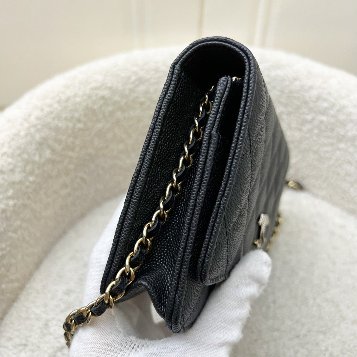 Chanel Wallet on Chain WOC in Black Caviar, Diamantes Studded Logo and SHW (Model: ) Bag