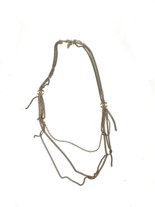 Chanel Gold Triple Strand Strass 2016 Long Necklace