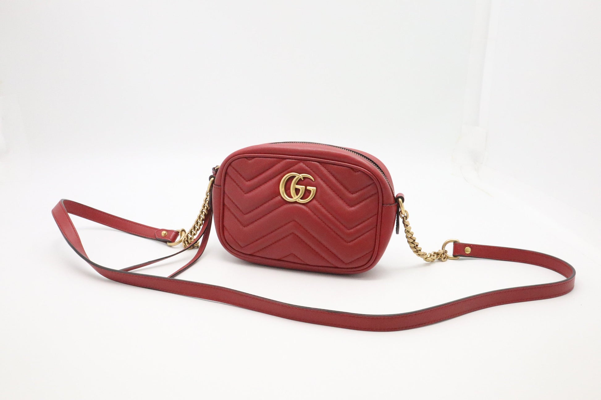 Gucci Marmont Leather Red Mini Shoulder Bag