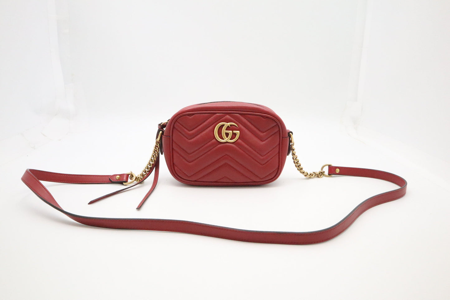 Gucci Marmont Leather Red Mini Shoulder Bag