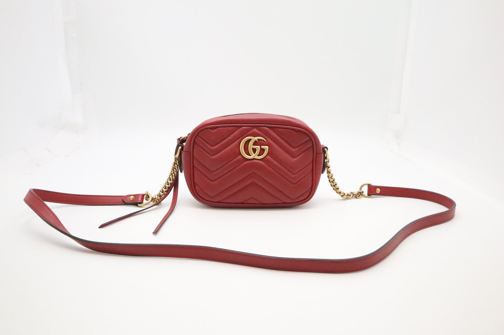 Gucci Marmont Leather Red Mini Shoulder Bag