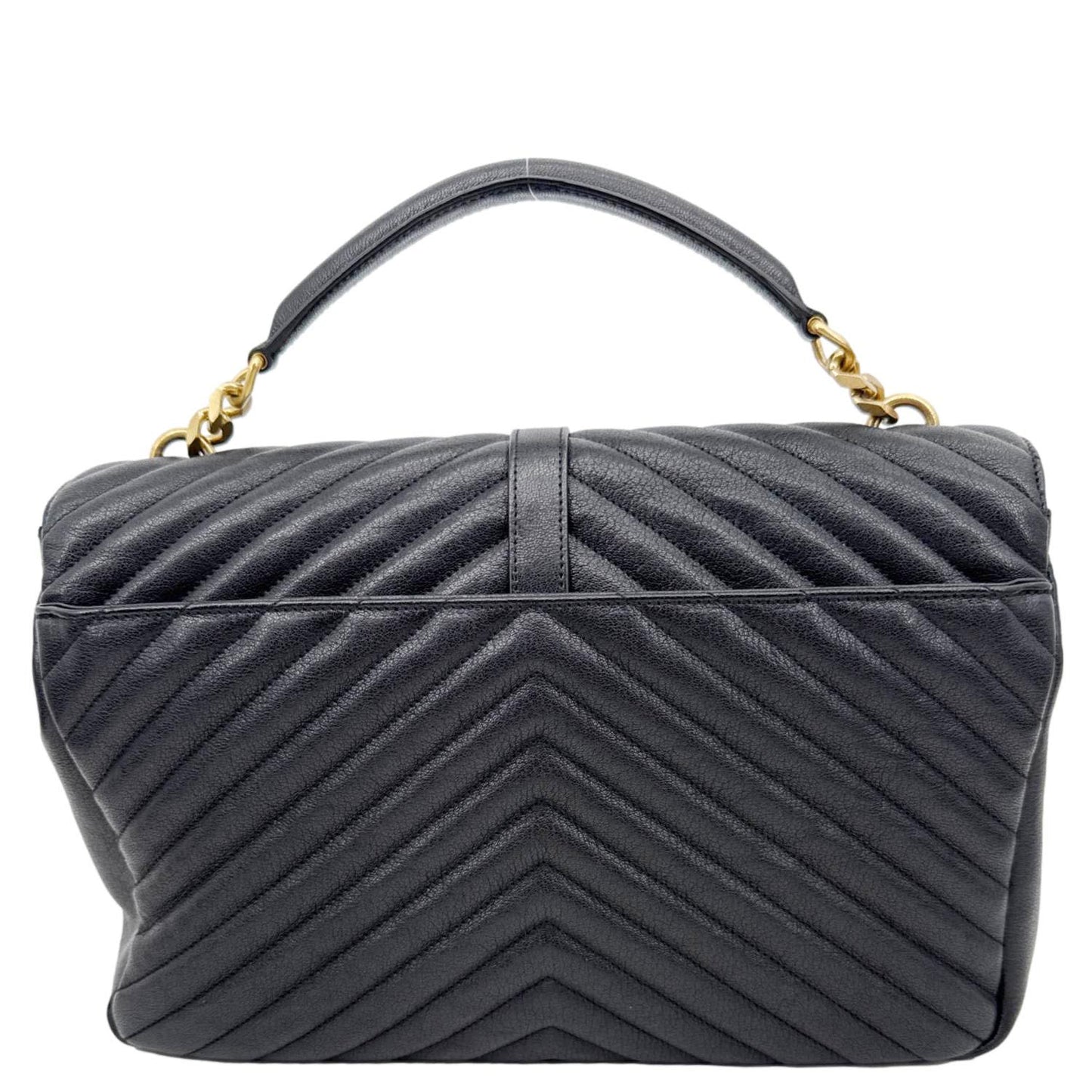 YSL Saint Laurent Yves College Chevron Crossbody Bag Leather Monogram Black Chevron College Satchel