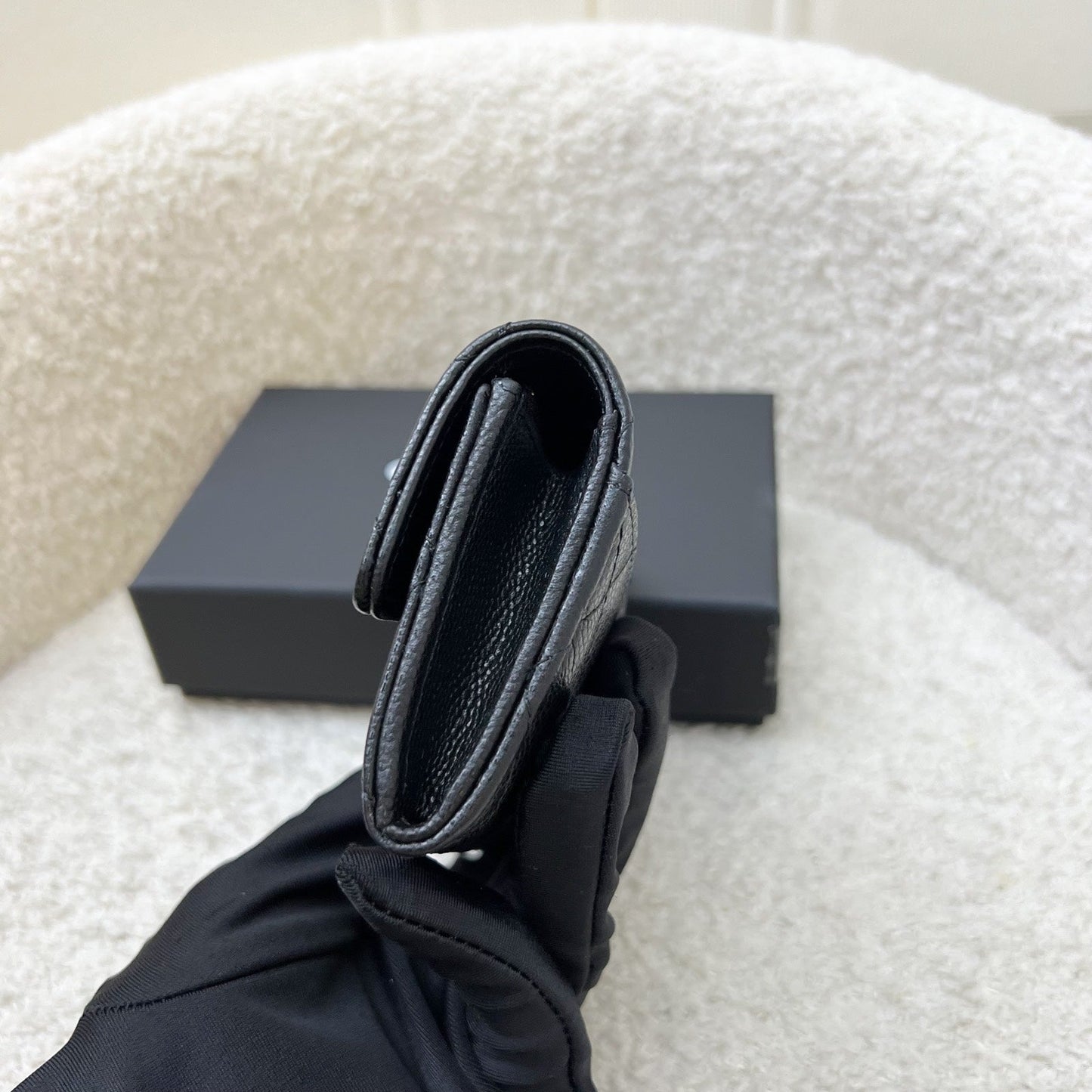 Chanel [Brand New - Aug 2025] Classic Snap Card Holder with Interior Zip Coin Compartment in Black Caviar and LGHW