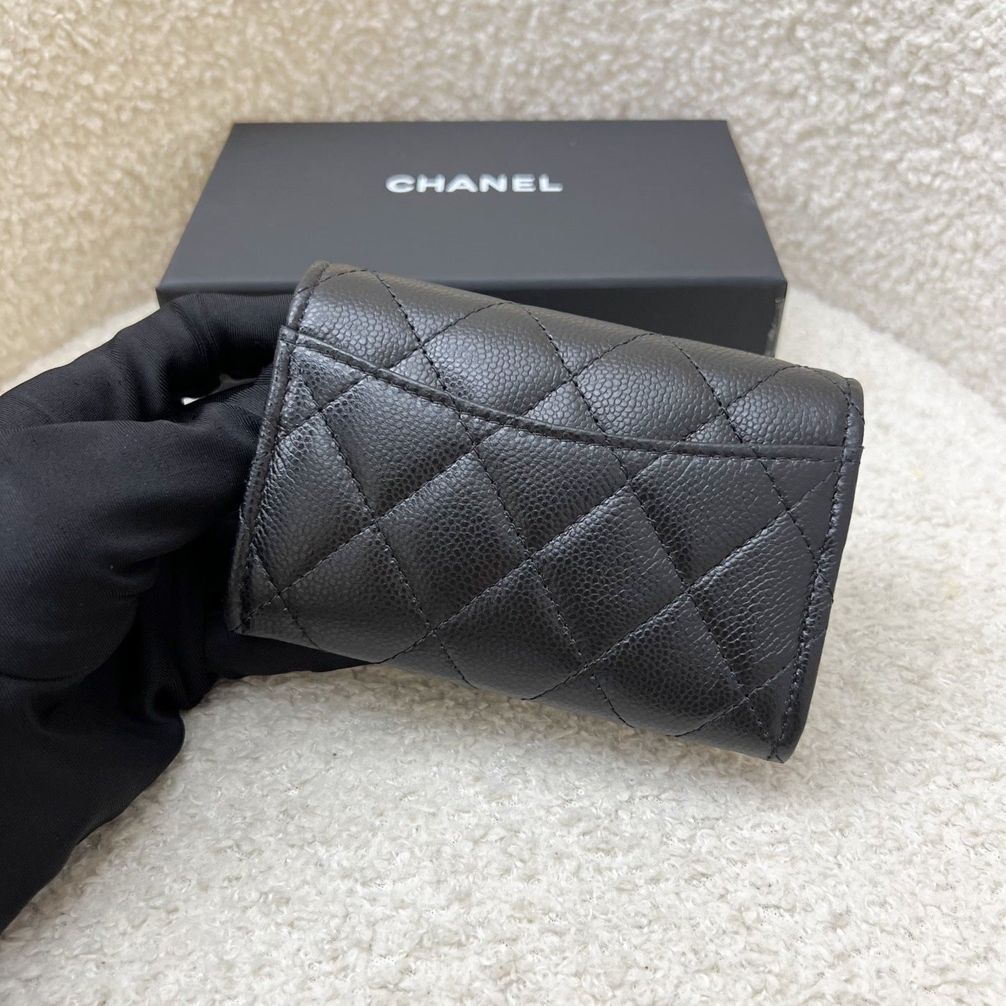 Chanel [Brand New - Aug 2025] Classic Snap Card Holder with Interior Zip Coin Compartment in Black Caviar and LGHW