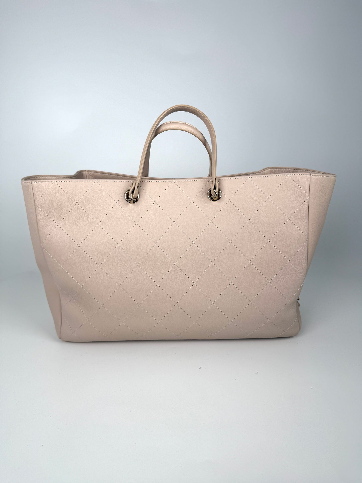 Chanel Bullskin Stitched Cream Shopping Tote Bag