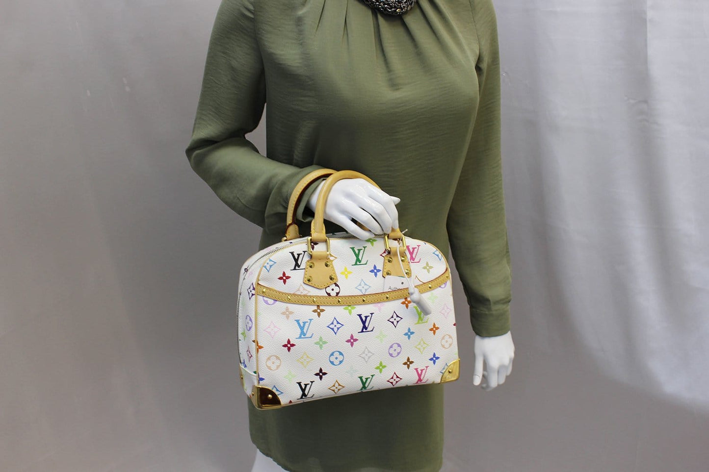 Louis Multicolor Trouville Satchel Bag Monogram White Travel Bag