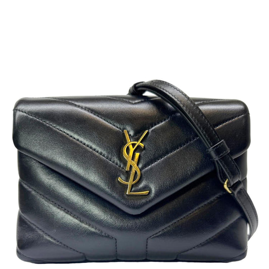 YSL Saint Laurent Yves Loulou Calfskin Crossbody Bag Leather Black Toy Loulou Toy Bag