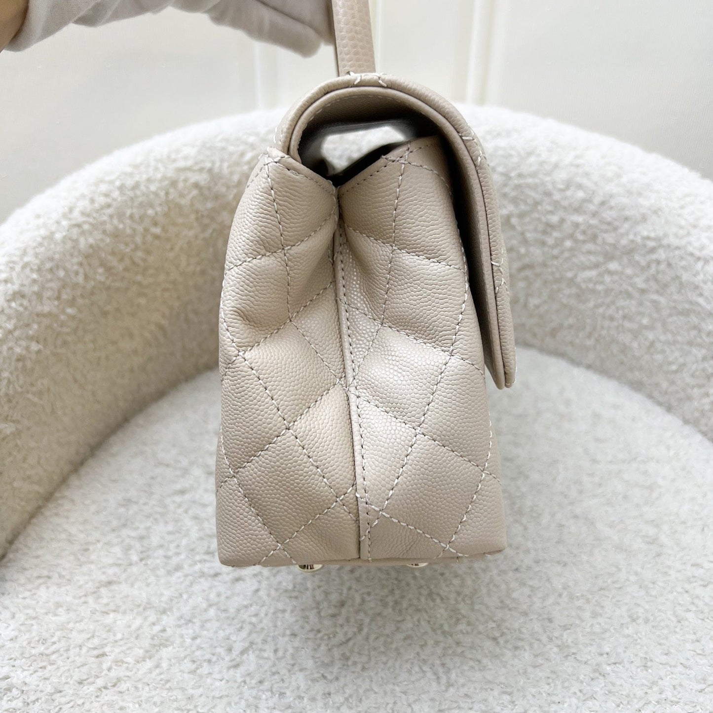 Chanel Small () Coco Handle Flap in Beige Caviar and LGHW (Model: ) Accessory