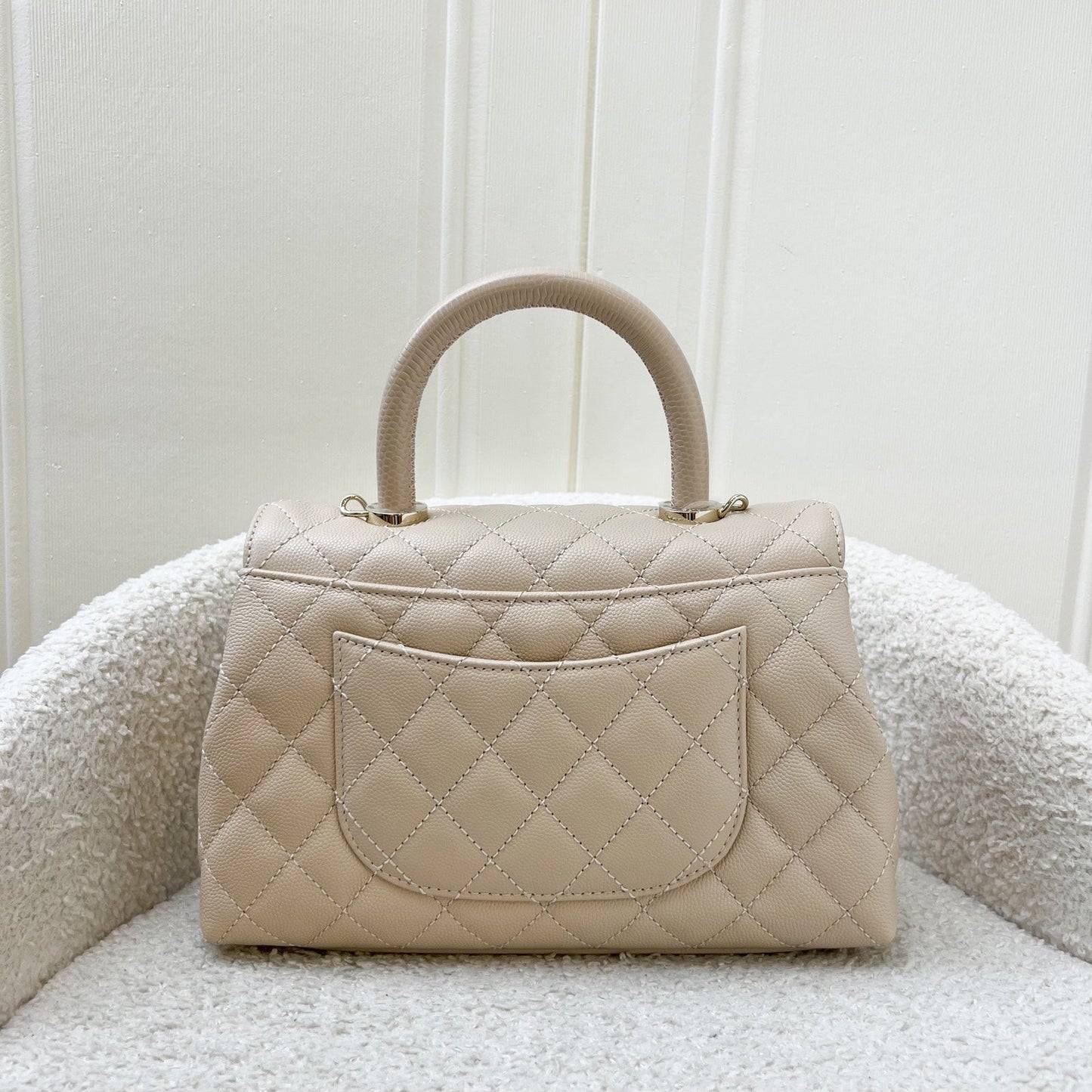 Chanel Small () Coco Handle Flap in Beige Caviar and LGHW (Model: ) Accessory