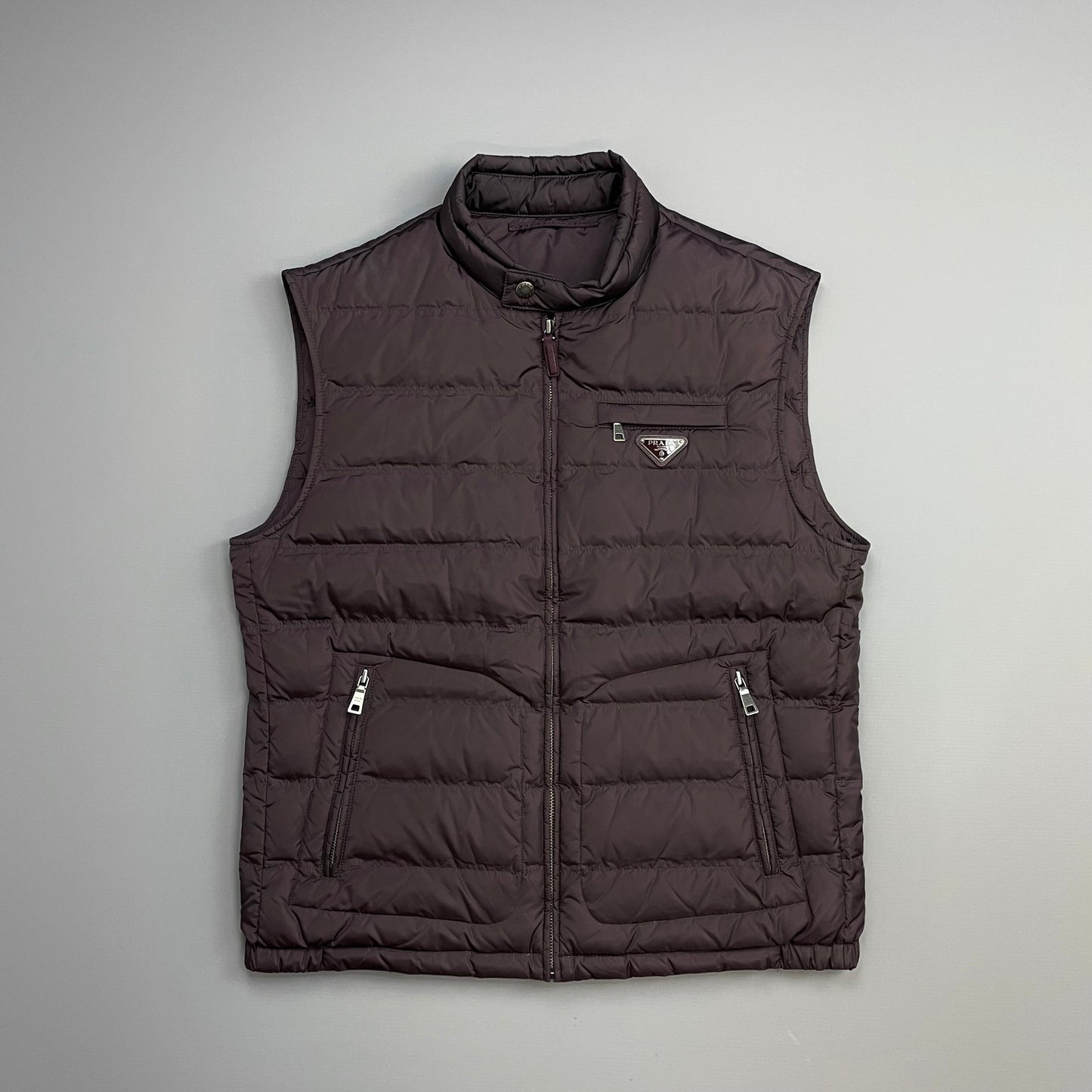 Prada Handbag Sport Burgundy Plue Lightweight Down Puffer Gilet