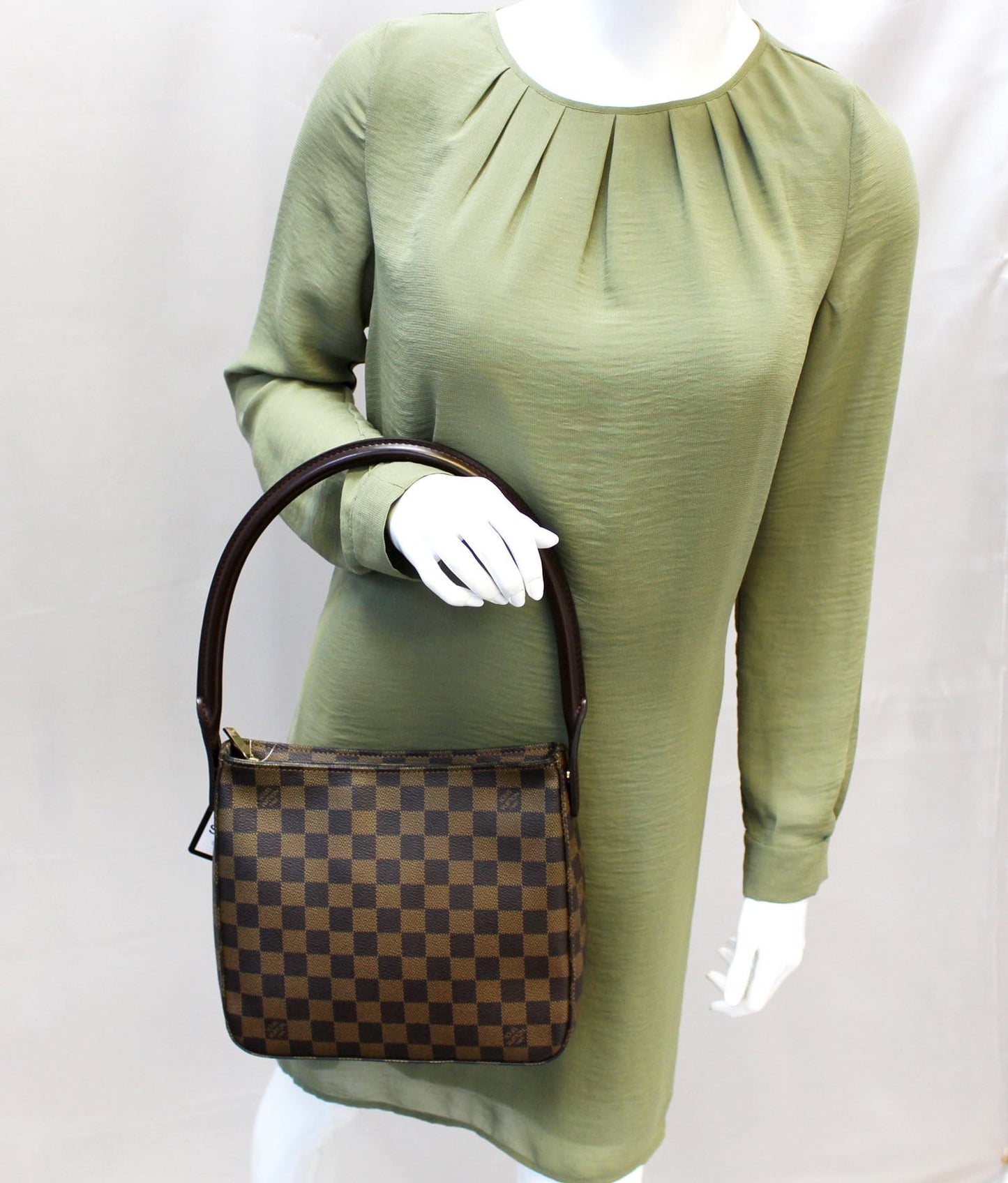 Louis Damier Ebene Looping Mm Shoulder Bag Brown