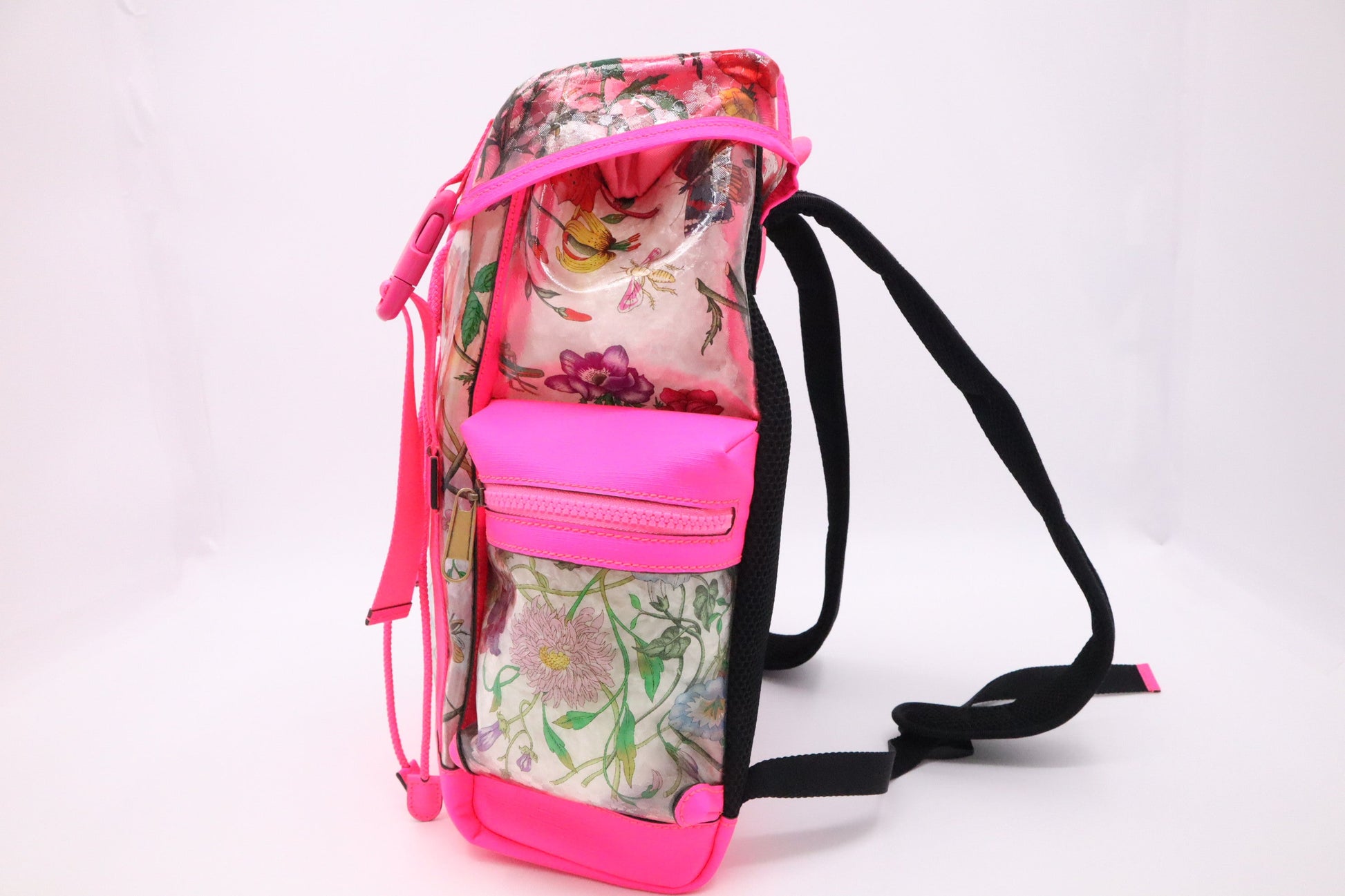 Gucci Backpack Floral PVC Neon Leather Pink