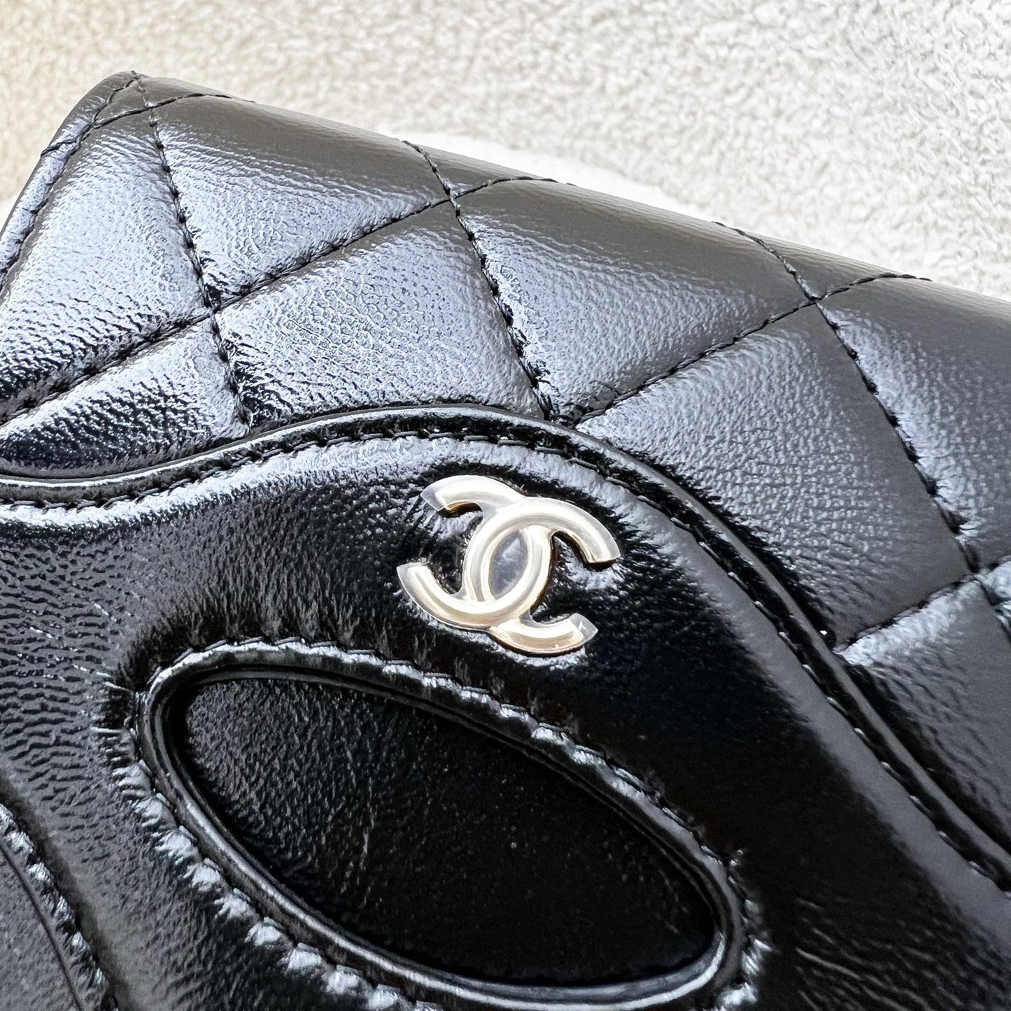 Chanel 31 Card Holder / Mini Wallet in Black Glossy Calfskin and LGHW (Model: )
