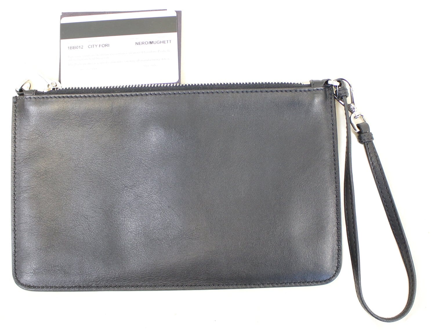 Prada Pl Ue Wristlet Clutch Bag Leather Black