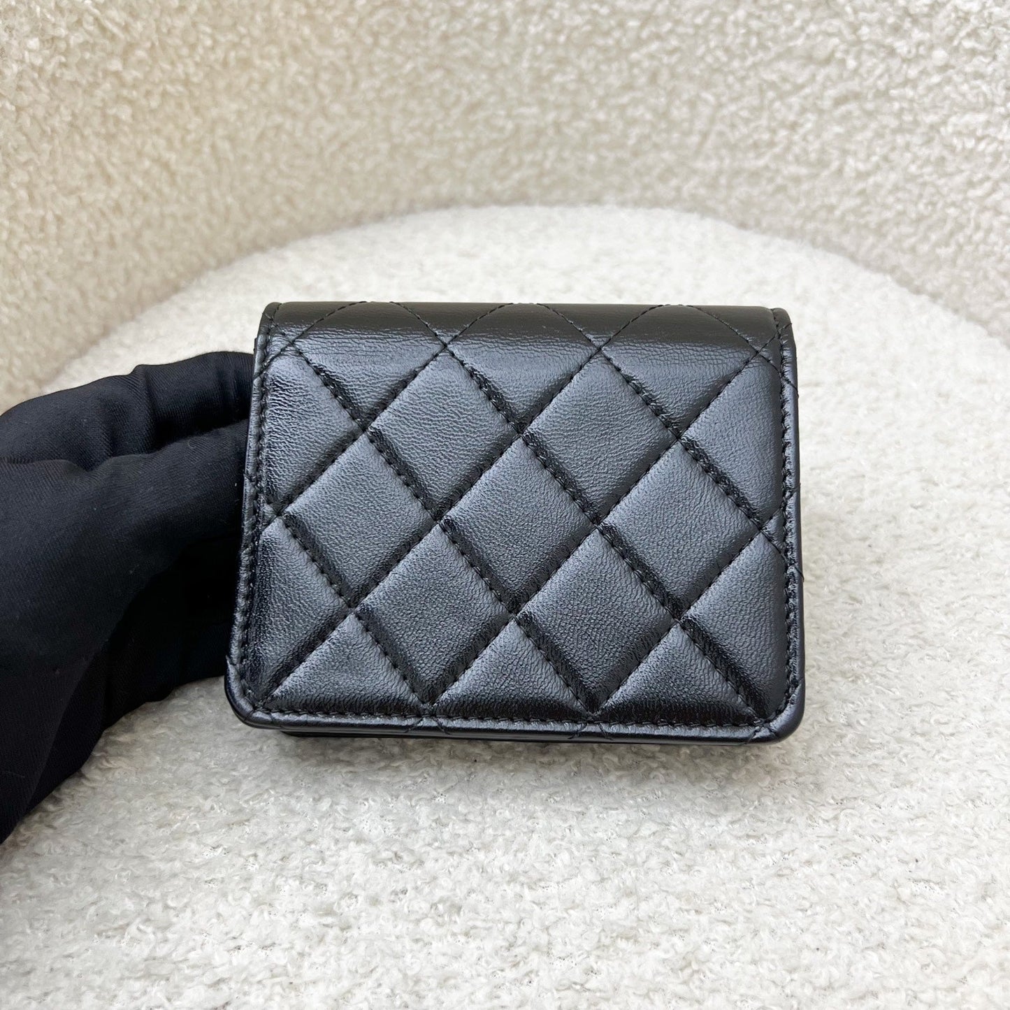 Chanel 31 Card Holder / Mini Wallet in Black Glossy Calfskin and LGHW (Model: )