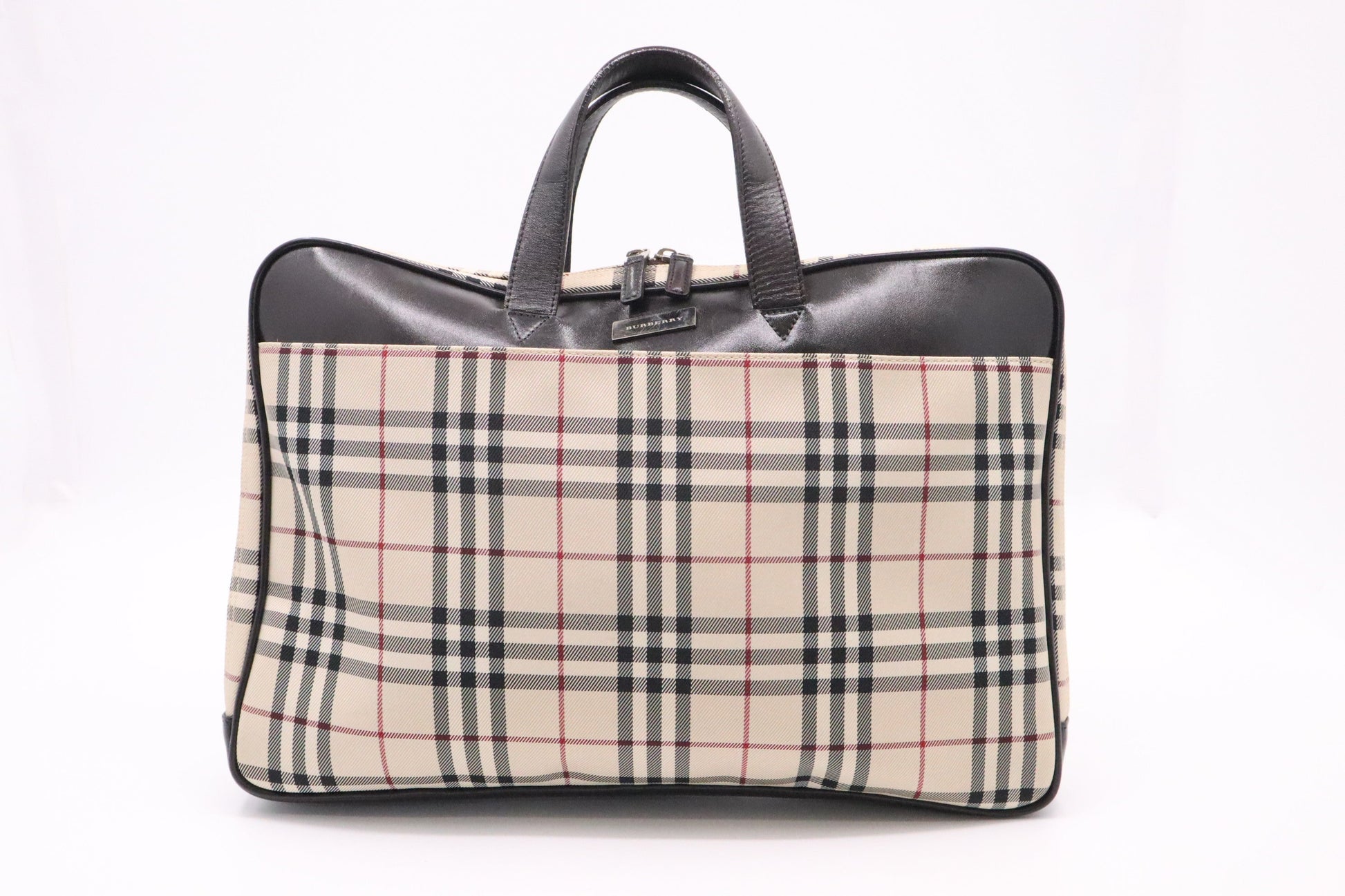 Burberry Business Bag In Check Canvas Beige Travel Bag