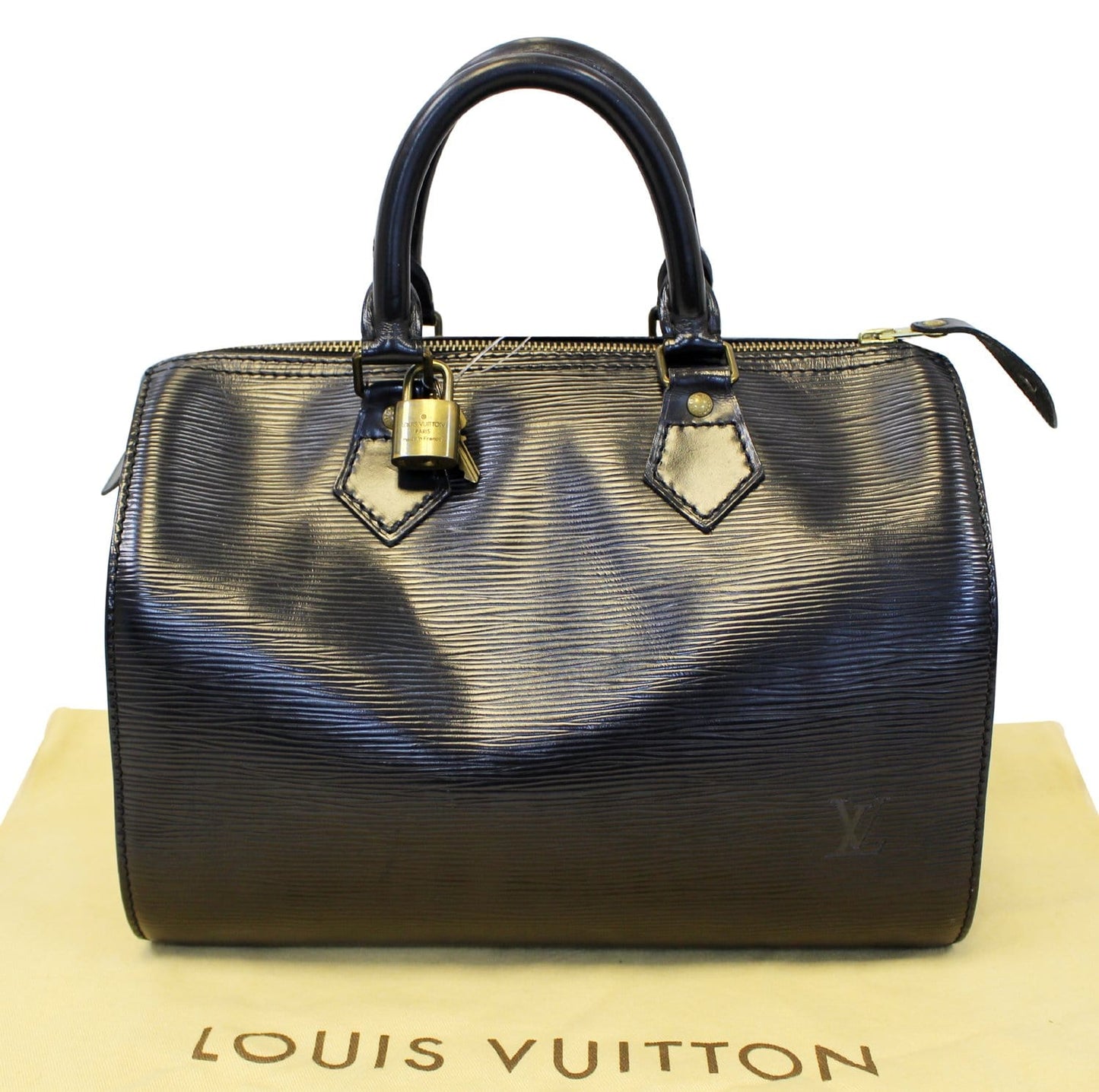 Louis Epi Speedy Satchel Handbag Leather Black Travel Bag