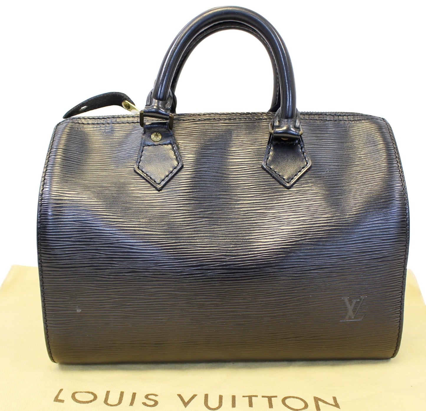 Louis Epi Speedy Satchel Handbag Leather Black Travel Bag