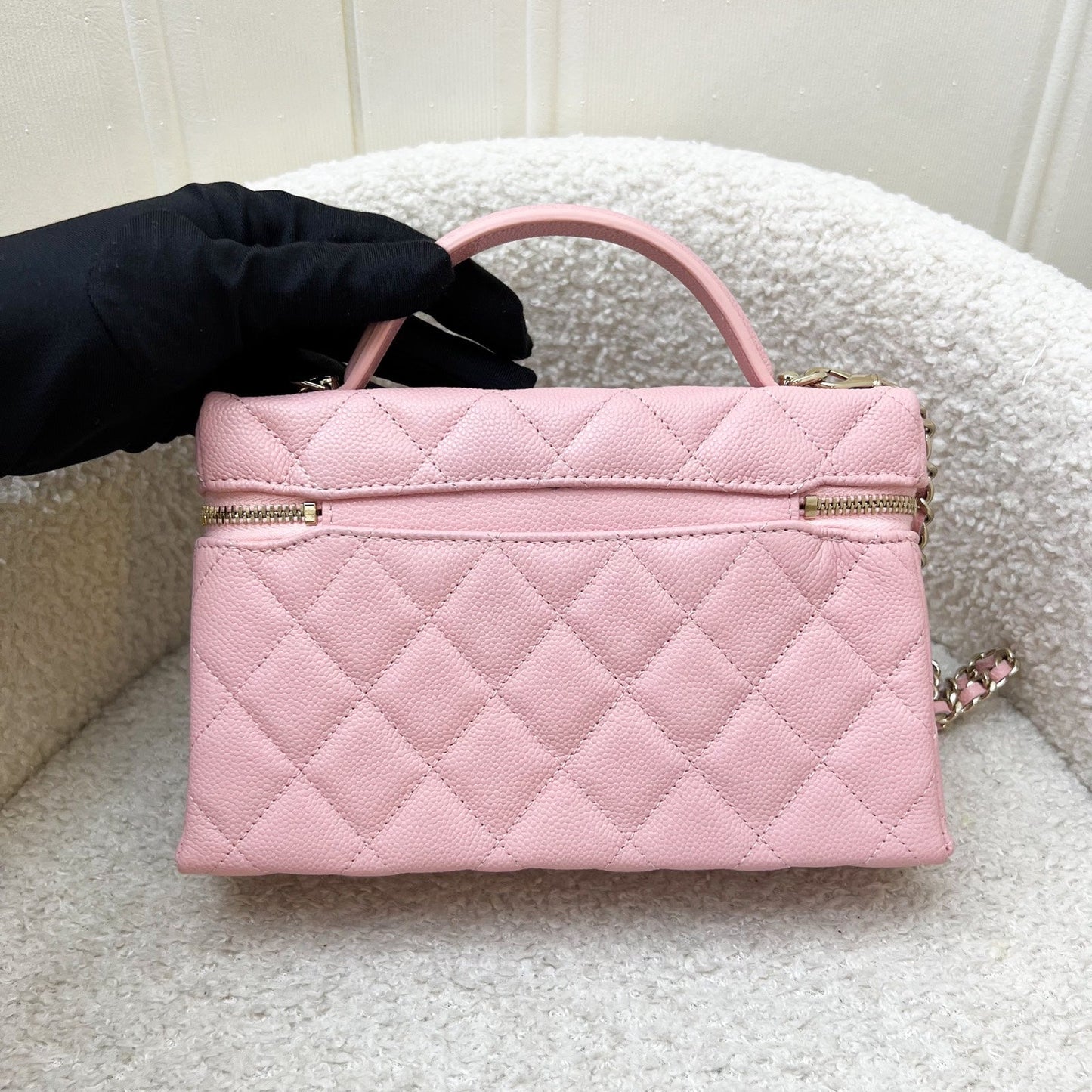 Chanel Clutch with Chain (LP Style Bag) in Pink Caviar and LGHW